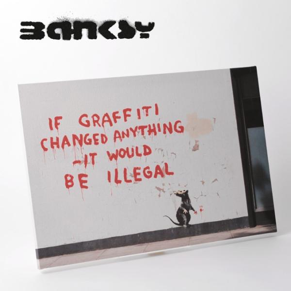BANKSY CANVAS ART oNV[ LoXA[g 60cm × 40cm If Graffiti Changed Anything