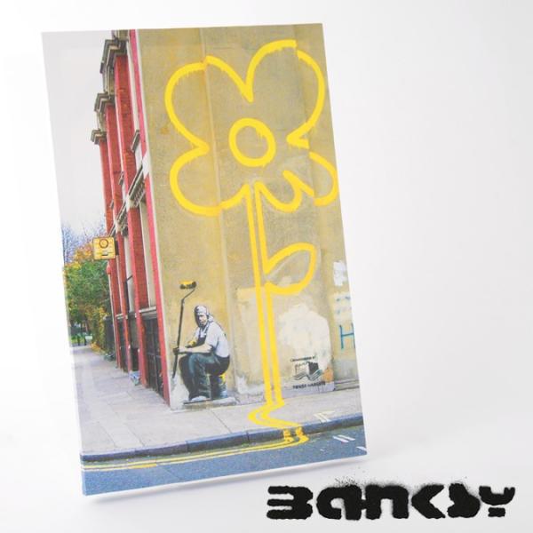 BANKSY CANVAS ART oNV[ LoXA[g |X^[ "Yellow Line Flower" 60cm × 40cm