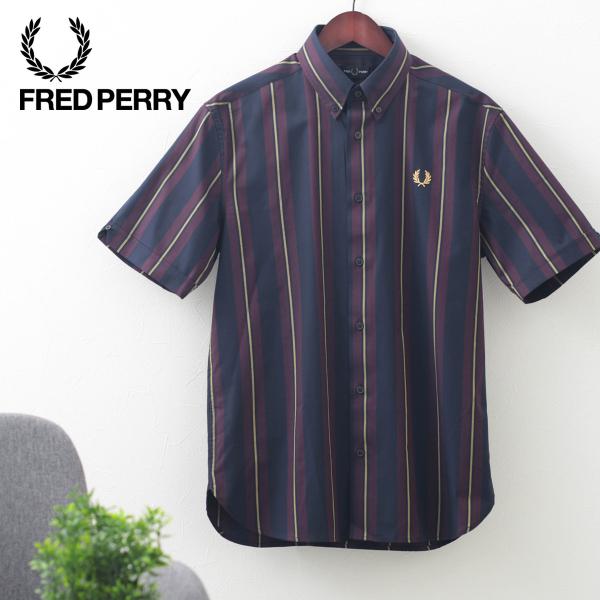 FRED PERRY ￼ストライプポロシャツ　半袖　切替デザイン　Ｌメンズ FRED PERRY 【SALE／20%OFF】ニットポロシャツ メンズ フレッド