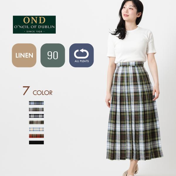 O'NEIL of DUBLIN OF リネン100% オール ラウンド プリーツ O'NEIL of DUBLIN OF リネン100% オール ラウンド プリーツ
