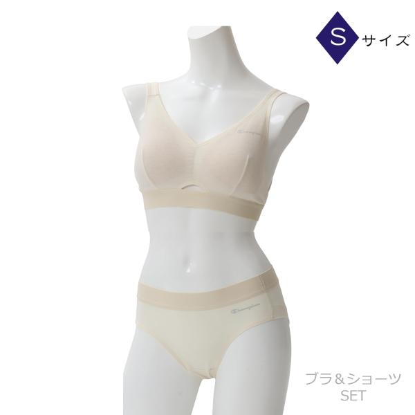 Champion チャンピオン 上下セット ソフトブラ ショーツ オフホワイト レディース CW3HY301 CW6HY301  Sサイズ
