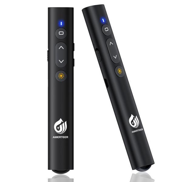 ● 「優れた外観」レーザーポインターの流線型な本体は高級感優れて。手に馴染む素材と快適に操作するボタンのデザインは素晴らしく、ワイヤレスプレゼンターとしてどのぐらいに使っても疲れしないです。● 「多機能」レーザーポインター、ページアップ/ダ...