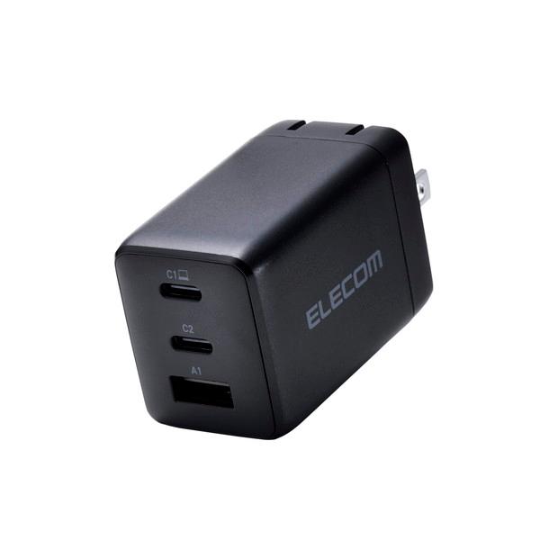 エレコム MPA-AC10367BK 充電器 USB Type-C 高速充電 PD 67W / PPS対応 3ポート ( USB-C ×2 / USB-A ×1 ) MacBook iPhone iPad Galaxy