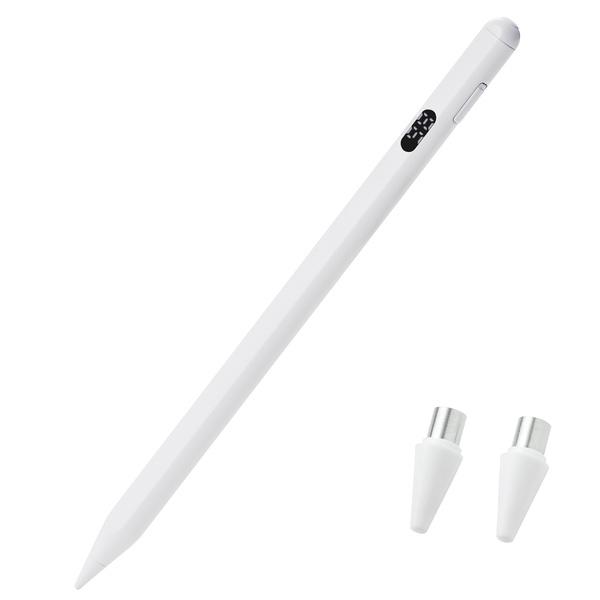 エレコム P-TPACST06WH タッチペン スタイラス リチウム充電式 汎用 デジタルインジケーター 磁気吸着 USB-C充電 急速充電 ペン先交換可能