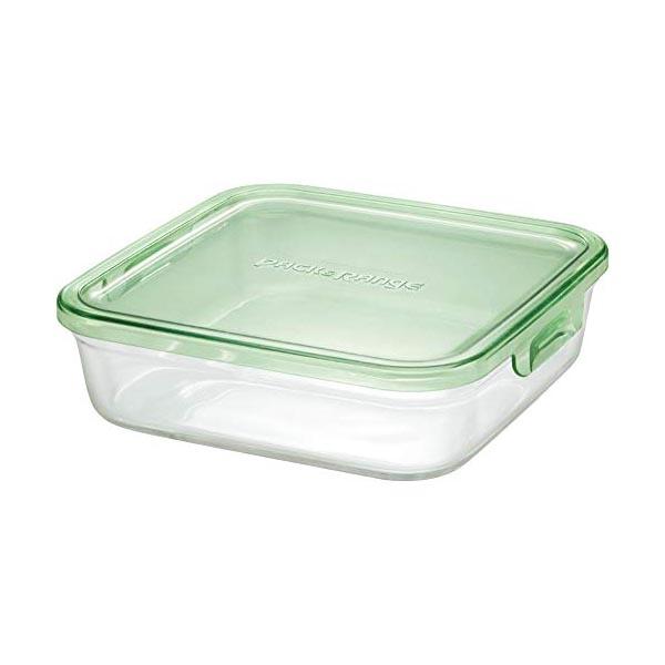 green（グリーン） (3個セット) iwaki イワキ 耐熱ガラス 保存容器 角