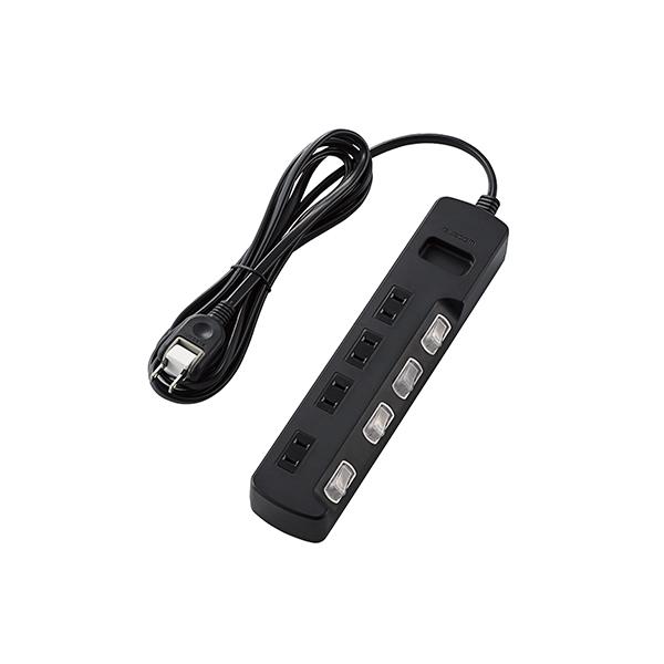 他サイト： 【正規代理店】 エレコム T-K6A-2425BK 電源タップ 2.5m コンセント 延長コード タップ コンセントタップ ほこり防止 個別 スイッチ 付の商品画像