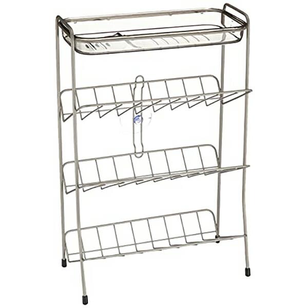 N・Wコートシャンプーラック4段 シルバー アスベル■ボトルを約6本収納！4段浴室収納ラック■狭いお風呂でも場所を取らない、コンパクトな4段シャンプーラック。■奥行14.4cmのスリム・薄型形状。 浴室の壁際に置いて、シャンプー・リンスなど...