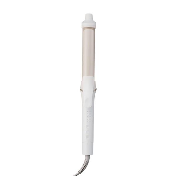 エレコム TM763A-W カール ヘアアイロン コテ 32mm ロングバレル シルクコーティング マイナスイオン 4段階温度調節 140~200℃ 立ち上り約70秒