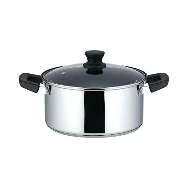 ベストコ 両手鍋 ガラス 蓋付き 22cm ステンレス 3層底 ふっ素 樹脂