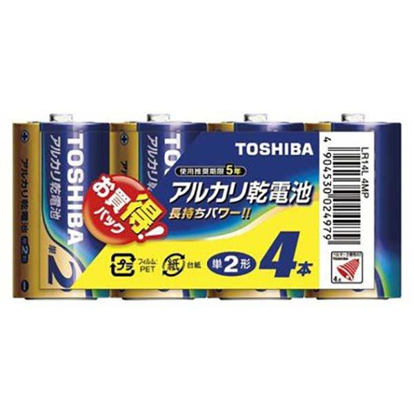 他サイト： 東芝ライフスタイル 4904530024979 東芝アルカリ乾電池 (単2形×4本パック) 生活用品 防災用品 単二形 シュリンクパック 備蓄の商品画像