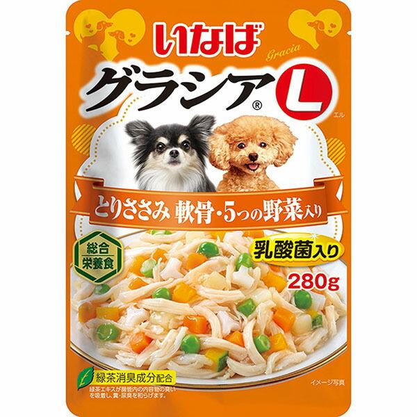 いなばペットフード グラシアL とりささみ 軟骨・5つの野菜入り 280g 緑茶消臭成分配合 犬用フード エクプラ特選 ×3個