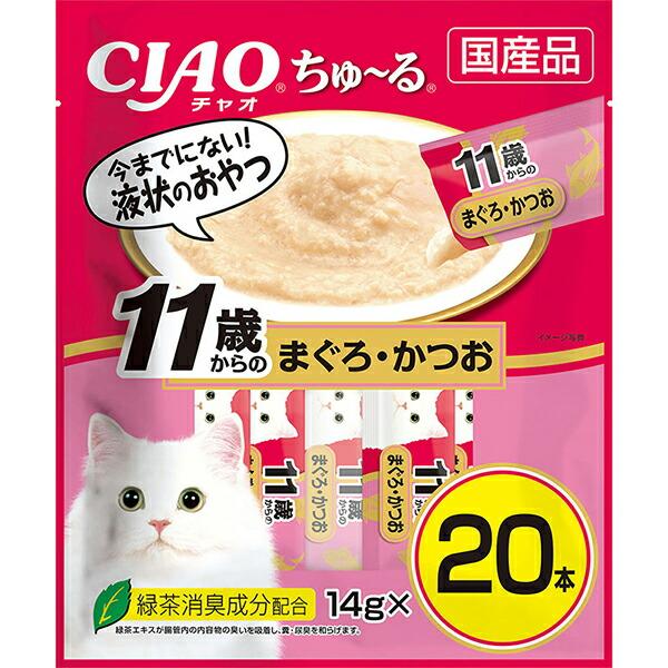 いなばペットフード チャオ ちゅーる 11歳からのまぐろ・かつお 高齢猫用 おやつ 14g×20本 × 3袋 CIAO いなば キャットフード
