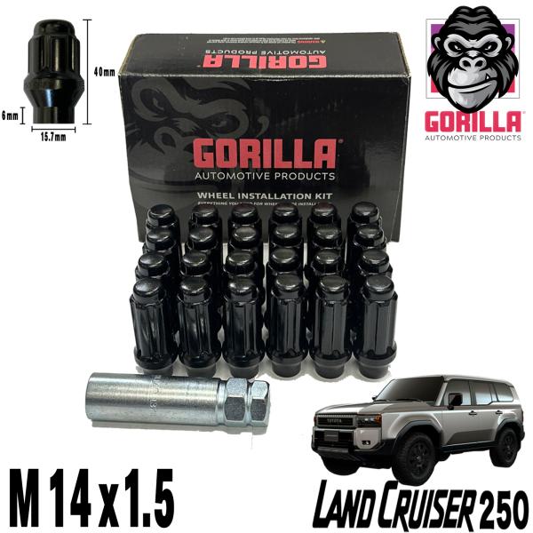 GORILLA (ゴリラ) M14x1.5 ETスプラインナット ブラック【24個セット 
