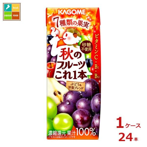 カゴメ 秋のフルーツこれ一本 ぶどう&洋梨ブレンド200ml紙パック×1
