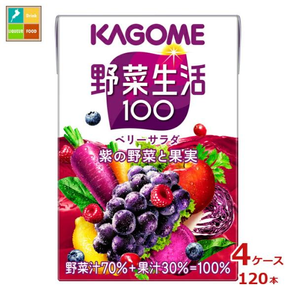 カゴメ 野菜生活100 ベリーサラダ 100ml 紙パック 120本 野菜ジュース 紫の野菜と果実 砂糖不使用