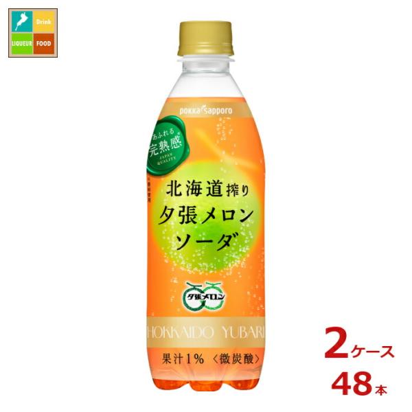 ポッカサッポロ 北海道搾り夕張メロンソーダ500ml×2ケース（全48本