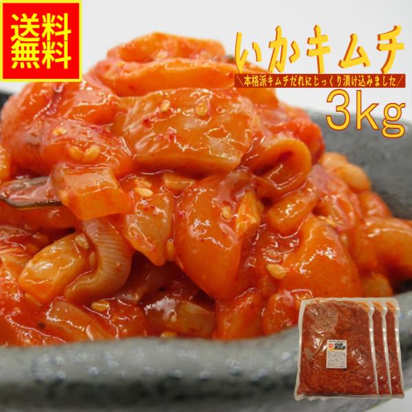 いかキムチ３ｋｇ業務用（冷凍）　珍味　お花見　BBQ　水産物　シーフード　お取り寄せ　グルメ　キムチ　イカキムチ　イカ惣菜　