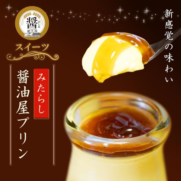 プリンのカラメルソースの代わりに「醤油みたらし」を使った和風プリンです。人気の固めプリンで美味しい。みたらしのたれには「三年完熟醤油」と沖縄県波照間島の「黒砂糖」を使用し特有のコクをだしました。プリンは下郷農協の「耶馬渓牛乳」と新鮮な地元産...
