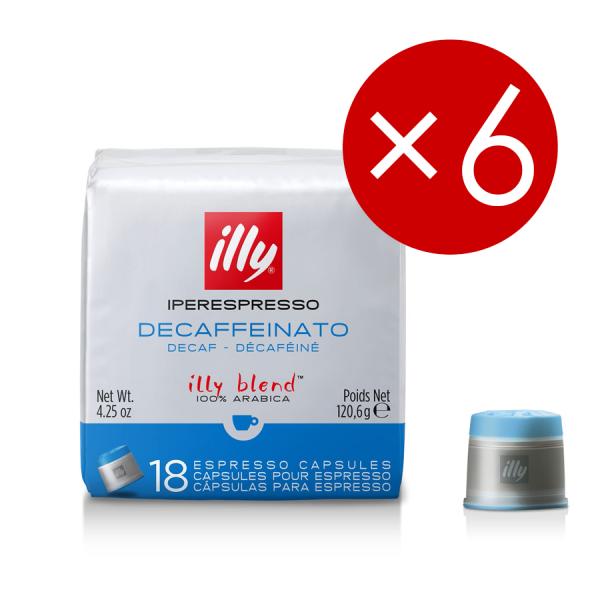 【18個入り×6（108杯分）】イリー/illy  エスプレッソカプセル デカフェ (カフェインレス)※常温便