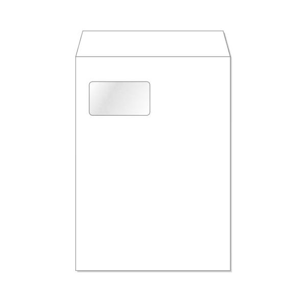 封筒 角形A4 エコ窓1号 封筒 透けないケント 白 100g センター貼 郵便番号枠なし サイズ W220×H310mm 窓寸法 W90×H50 100枚