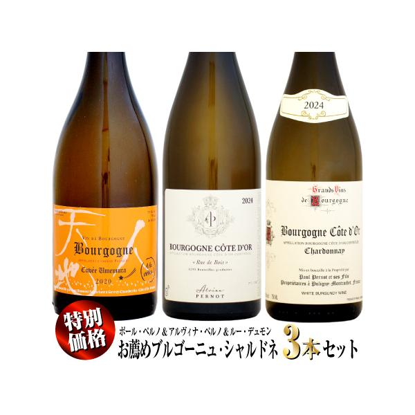【家飲み応援・特別価格】お薦めブルゴーニュ・シャルドネ 3本セット (ポール・ペルノ&アルヴィナ・ペルノ&ルー・デュモン)