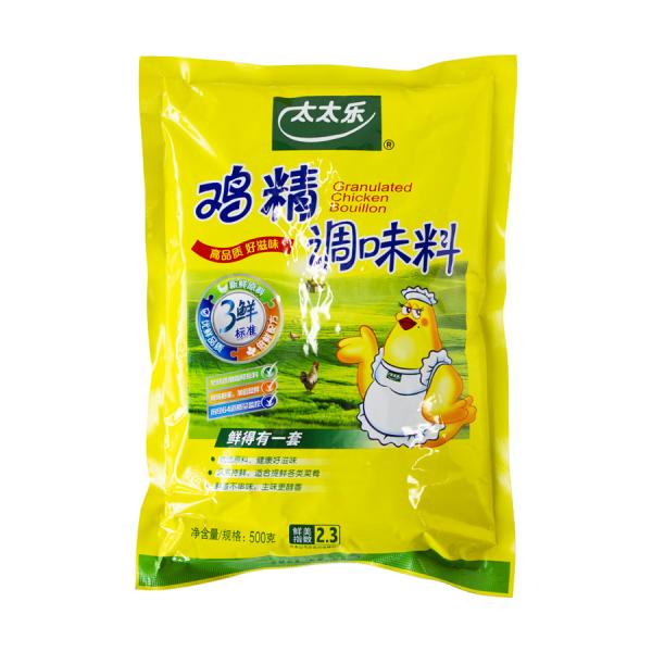 ■　商　品　仕　様　■【商品名】 太太楽原味鶏精【原材料名】 食塩、米、砂糖、鶏肉、卵、チャイブ、ニンニク、カレー粉、クエン酸、調味料(アミノ酸等)、香料、着色料(リボフラビン)【内容量】 500g【賞味期限】 パッケージに記載(商品画像記...