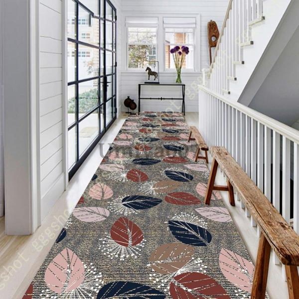 4本❤️フローリングマット 600×60cmベージュ カーペット 廊下敷き 階段 廊下敷きマット モダン 花 石道 マット 滑り止めカーペット ステイン