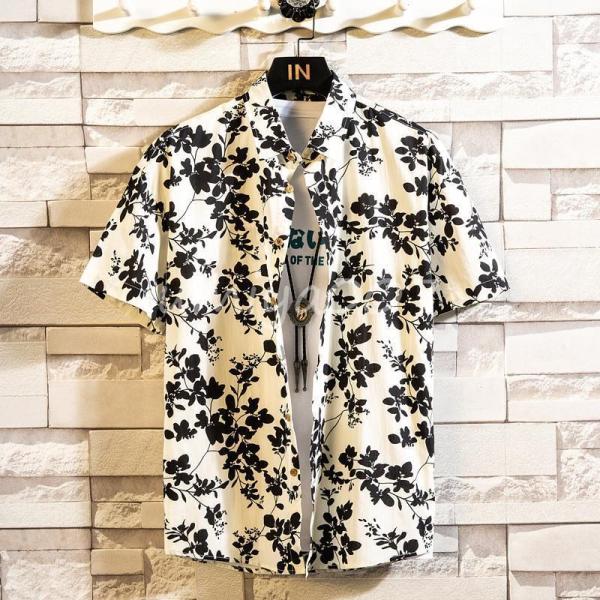 アロハシャツ メンズ トップス 半袖シャツ 開襟シャツ オープンカラーシャツ カジュアルシャツ オープンシャツ 花柄 リゾート ハワイアン 結婚式