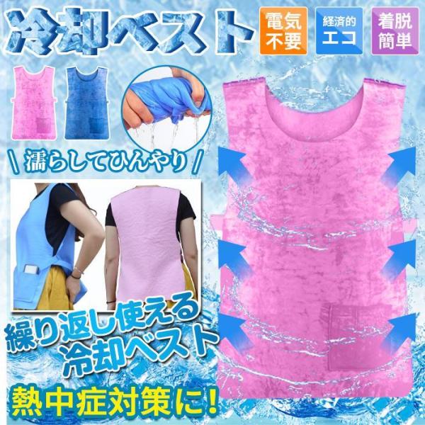 ひんやり 冷却 ベスト メンズ レディース 冷感  熱中症 猛暑対策 冷却服 ひんやりグッズ 保冷 工事現場 工場内 屋外 スポーツ 大きいサイズ クールダウン 熱中症対策に zhilu01【サイズ】61×40cm【カラー】ブルー、ピンク【...