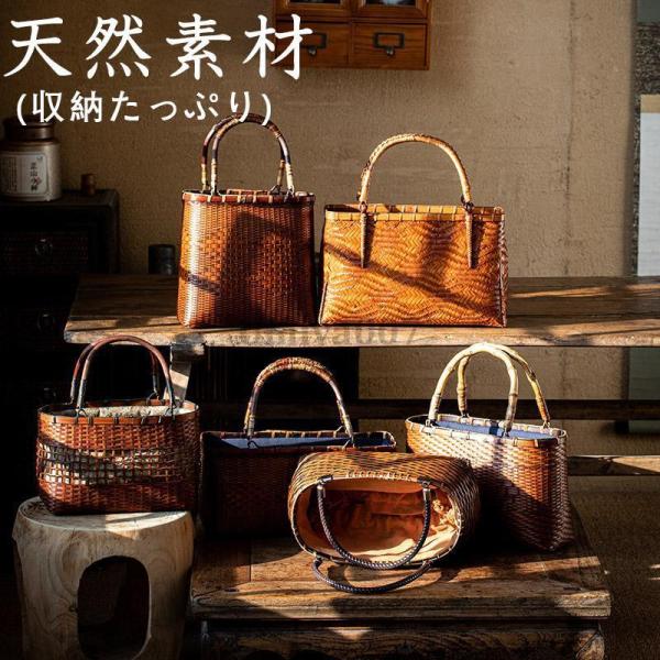バッグ 職人手作り 自然竹の編み上げ お買物かご かごバック 籐かご