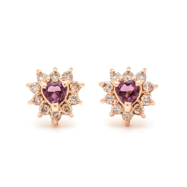 K18 ロードライトガーネット ダイヤモンド ピアス アクセサリー