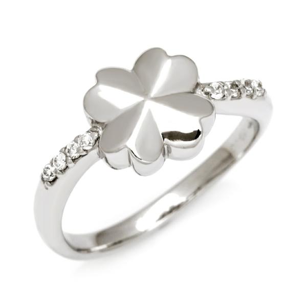 リング 指輪 ダイヤモンド クローバーモチーフ ゴールド K10 4月誕生石  