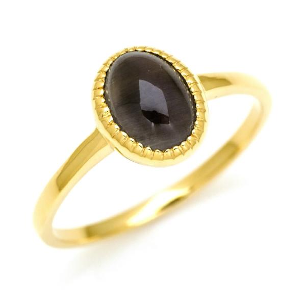 【美品】K18CG シリマナイト ブラウンダイヤ リング 19号 受注生産【K18】ブラウンダイヤモンドリング 指輪・リング