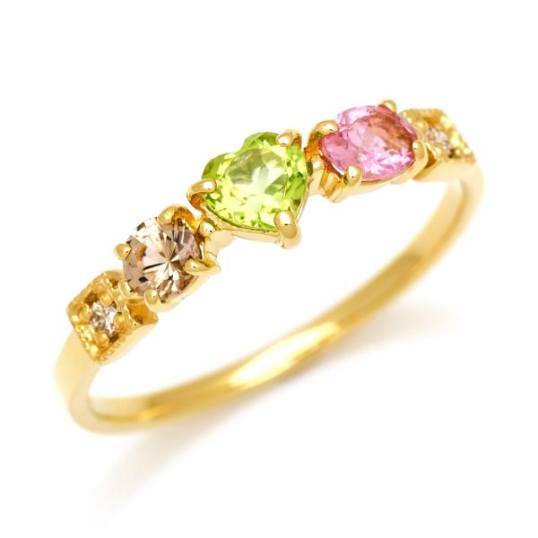 リング 指輪 フェミニンカラー ハート chicca PT900・K18・K10選択可