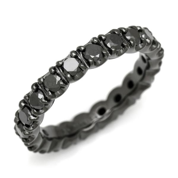 指輪 フルエタニティリング ブラックダイヤモンド ゴールド K18