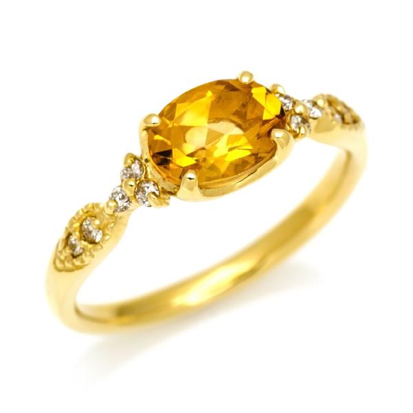 指輪 リング シトリン amanza ゴールド K18 レディース 18K 18金