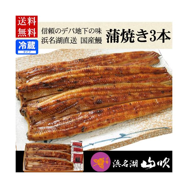 浜名湖山吹のうなぎ蒲焼3人前うなぎ一筋の職人が、活きのよいうなぎを一本一本昔ながらの江戸前の味に焼き上げました。国産うなぎ お年賀 寒中御見舞ギフト・土用の丑・ギフト 帰省お土産などの贈り物にお薦めです。送料無料 ご贈答品 お年賀 寒中御見...