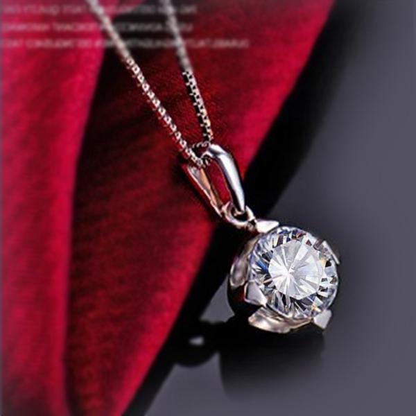 四爪 ネックレス レディース czダイヤモンド 1ct 大粒 プラチナ仕上げ