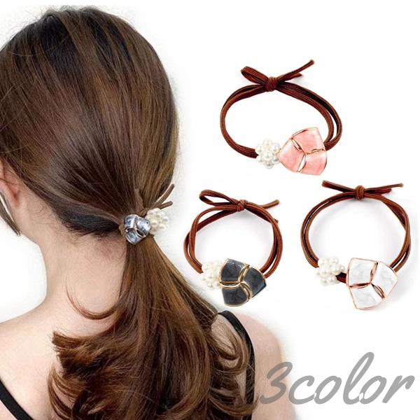 サークルパール チャーム付き ヘアゴム 髪留め カワイイパーツ プレス
