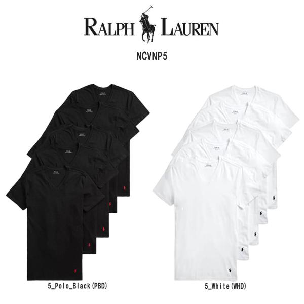 POLO RALPH LAUREN(ポロ ラルフローレン)Tシャツ Vネック 半袖 クラシックフィット コットン 綿 5枚組 パック メンズ インナー 肌着 男性用 下着 NCVNP5