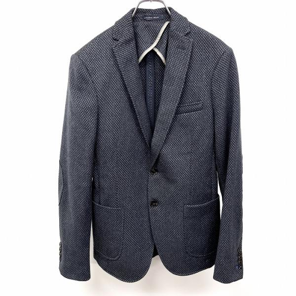 【タグ付き】ZARAMAN ザラ　テーラードジャケット  ブルー　エルボーパッチ ZARA MAN ザラマン 36 メンズ テーラードジャケット 裏地は袖裏