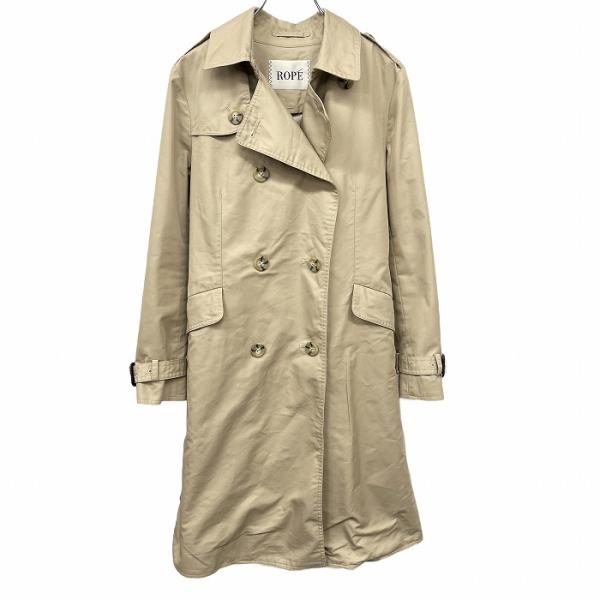ROPE' ロペ トレンチコート 長袖 無地 裏地付き ボタン留め 少し薄手