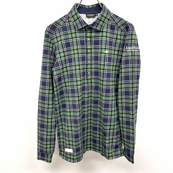 Kappa チェック柄ポロシャツ M Kappa（カッパ） ポロシャツ チェックシャツ風 ロゴ 長袖 ポリ100% M