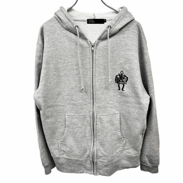ポストオーバーオールズ ジップパーカー 肉厚 吊裏毛 杢グレー XL