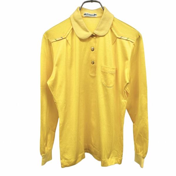 ERL ストライプ長袖ポロシャツ M 美品 パリス Paris ポロシャツ Tシャツ生地 丸襟 長袖 肩にストライプ