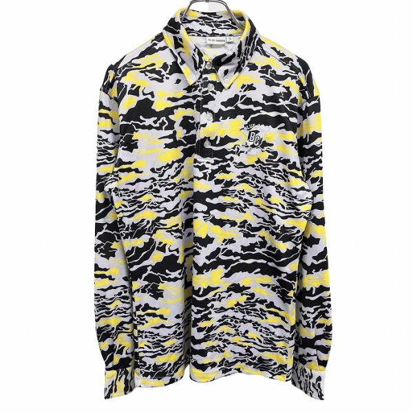 ブルークラッシュ ゴルフ ポロシャツ ボタンダウン 迷彩柄 長袖 刺繍