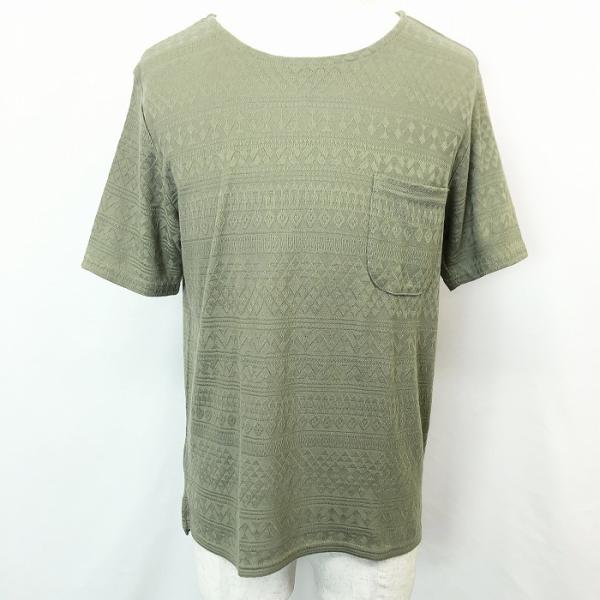 Global Work グローバルワーク L メンズ 薄手 カットソー Tシャツ 半袖 胸ポケット ジャカード ボヘミアン ラウンドネック グリーン Grn 緑 Cs Undo Rowa ヤフー店 通販 Yahoo ショッピング