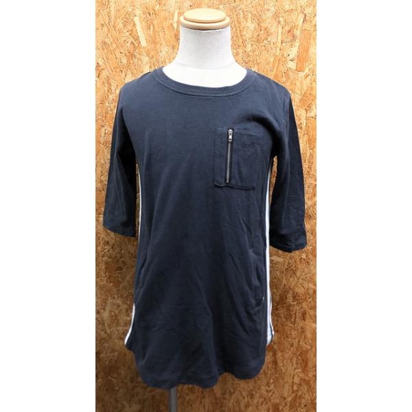 arnold palmer アーノルドパーマー 2 メンズ(レディース？) スウェットシャツ 裏毛 ラメボーダー 5分袖 綿100% 紺×シルバーラメ×白