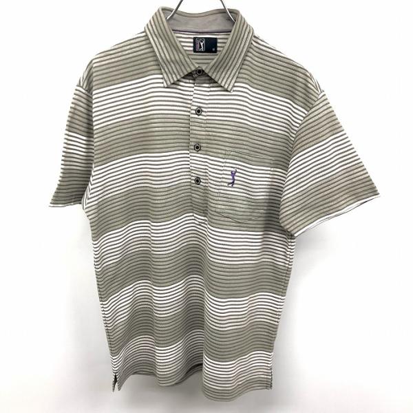 TOURSTAGE ツアーステージ M メンズ ゴルフ ポロシャツ ボーダー 半袖