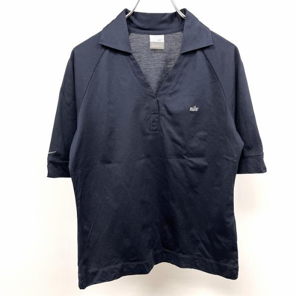Nike ネイビー オープンカラーシャツ　Ｌサイズ 大きいサイズ メンズ NIKE (ナイキ) 総柄 オープンカラー 半袖 シャツ